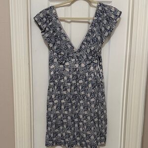 Anthropologie Navy and Cream Floral Mini Dress